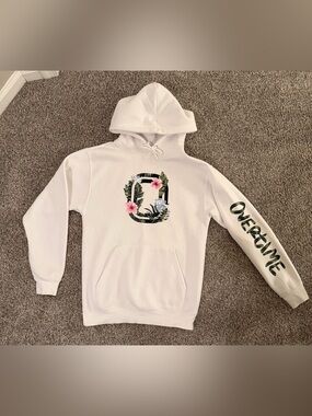 Overtime Unisex White Floral Hoodie (never worn)